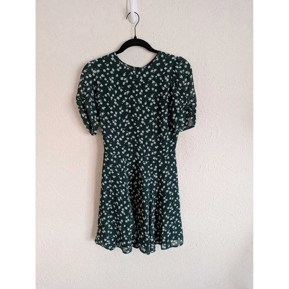 Reformation Gracie Floral Mini Dress Ruched Sleeve Size 4 - Picture 3 of 7